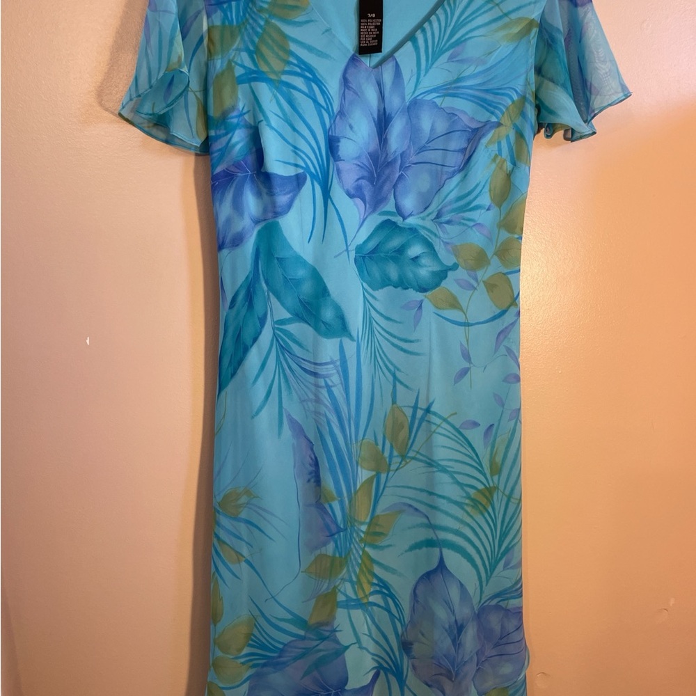 Scarlett Tropical Blue and Purple Dress